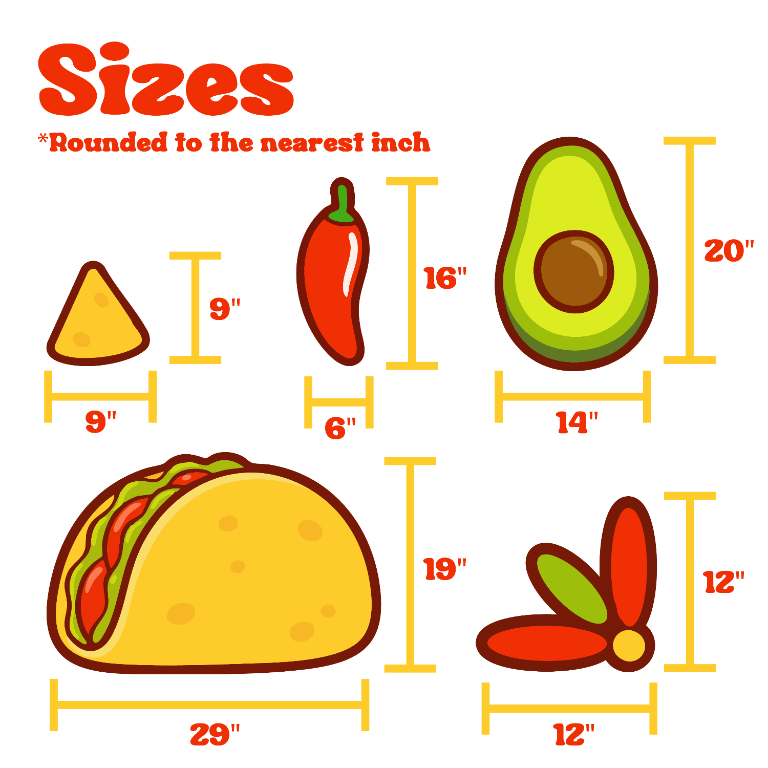 Sizes of taco truck decal